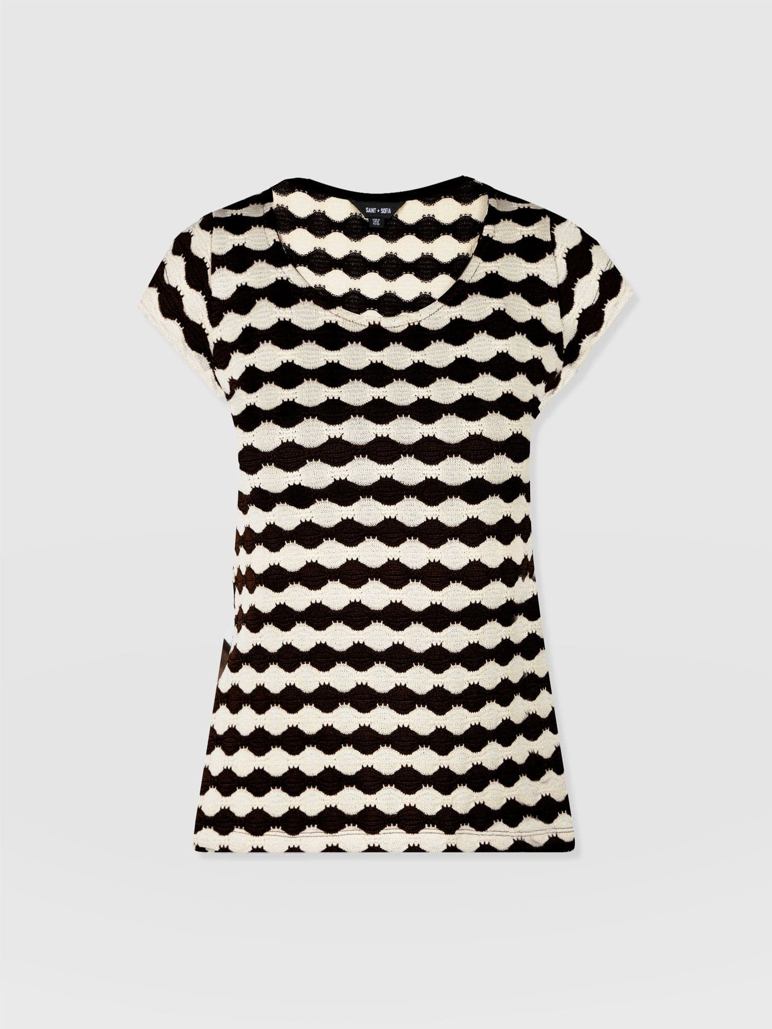 Elise Scoop Neck Tee - Black/Cream - Women's T-Shirts | Saint + Sofia® USA